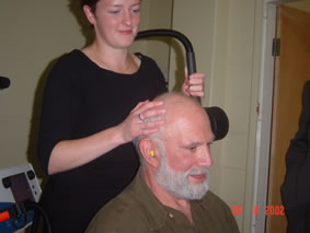 Oliver Sacks undergoing TMS